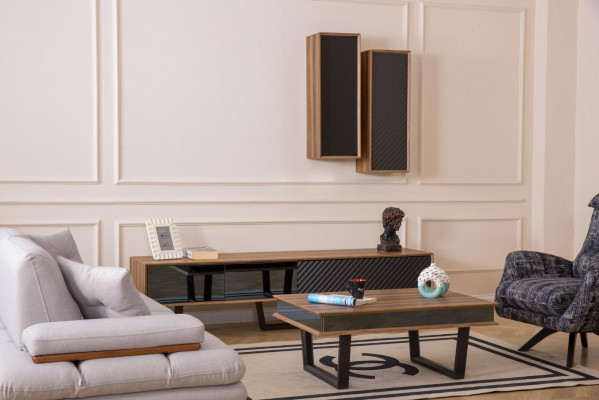 Wall unit Living room set TV lowboard 2x Wall cupboard Designer living walls