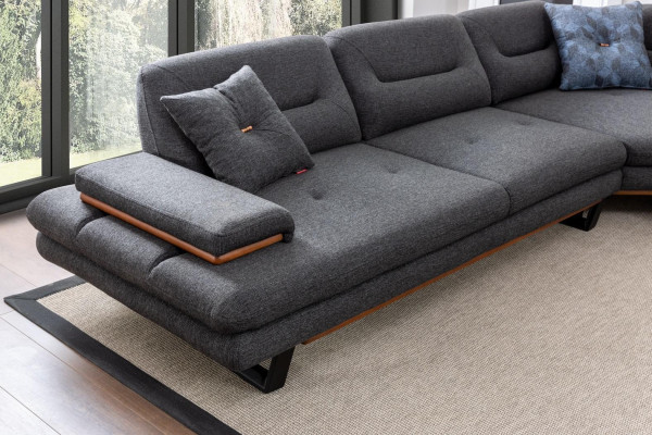 Designer Corner sofa L-shape Luxury Gray Furniture for Living room Living landscape
