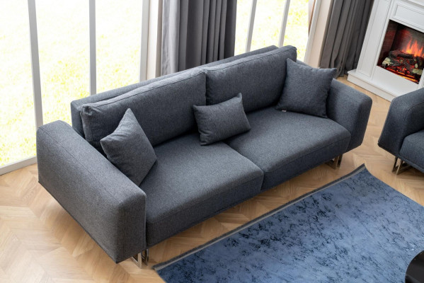 Designer Living room Set Sofa set 4 + 3 + 1 Seat Luxury Gray Living landscape