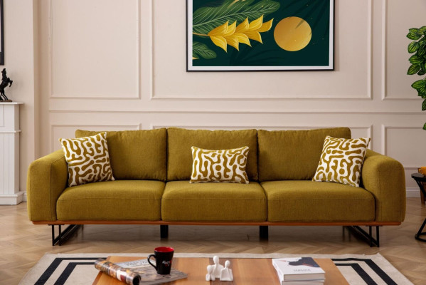 Italian Sofa Couch Upholstery 4 Seater Furniture 270cmTextile Couches new
