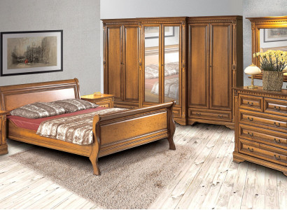 Bedroom Bed Bedside table Chest of drawers Wardrobe luxury set 6 pieces.