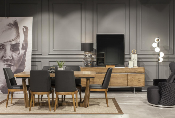 Aesthetically appealing 9-piece dining room set in Italian design