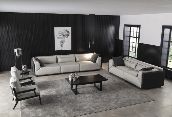Set of 4 pieces white sofa armchair coffee table medium soft luxury