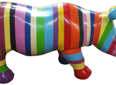 Rhinoceros Abstract Sculptures Colorful Figure Painted Statues Garden Handcraft Art