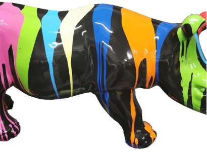 Painted Rhinoceros Abstract Sculptures Colorful Figure Statues Garden Handcraft Art