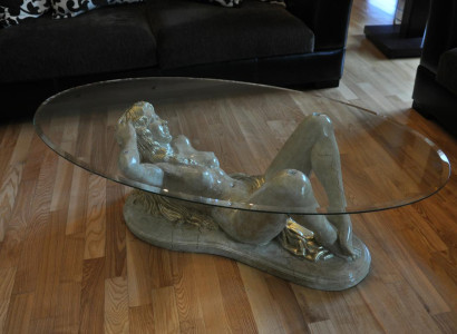 Erotic glass table sculpture figure coffee table table sofa order tables statue