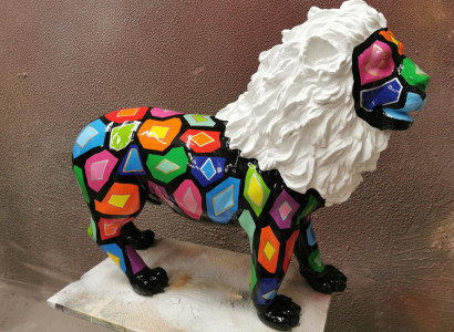Colorful Figure Abstract Painted Statues Garden Sculptures Lion Handcraft Art new