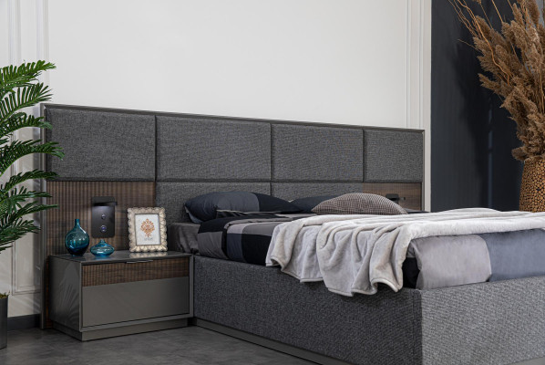 Bed 2x Bedside table Wardrobe 4-piece set Bedroom luxury new