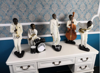 5X DESIGNER SET FIGURE SCULPTURES STATUES MUSICIANS XXL BIG FIGURES STATUE