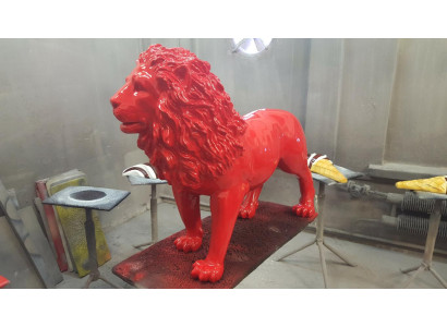 Red Lion Figure Statue Figures Statues Sculpture Garden Decoration Abstract Decoration