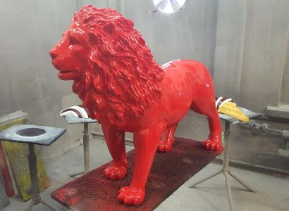 Red Lion Figure Statue Figures Statues Sculpture Garden Decoration Abstract Decoration