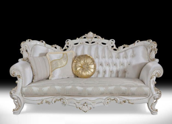 Chesterfield Sofa Upholstery Suite 3+1 Seat White Textile Three-seater Coffee table