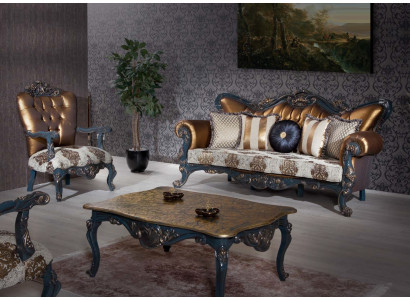 Wilhelminian Furniture Classic Sofa set Couch Chesterfield 3+1+ Table
