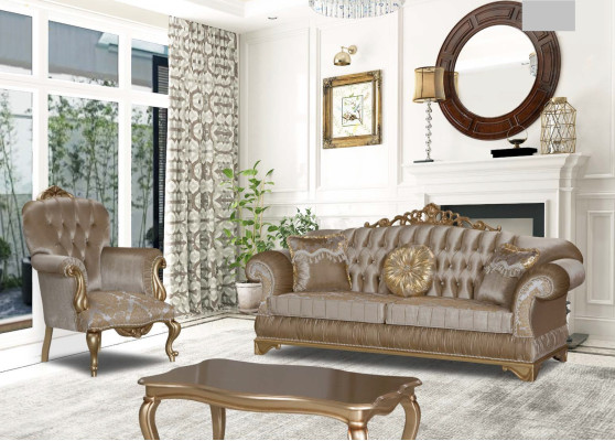 Comfortable sofa in classic style with unique design and decoration