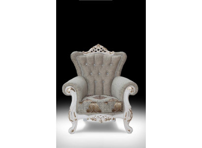 Beautiful armchair in classic style for the living room with shiny patterns
