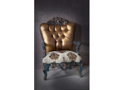 Chesterfield Design Armchair with golden backrest for Living room