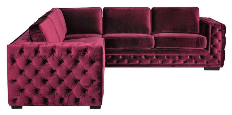 Purple chesterfield couch luxury velvet fabric couchen sofa set buttons upholstery new