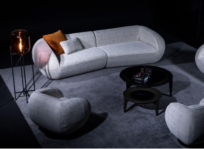 Gray luxury sofa set four seater armchair luxury couches textile furniture