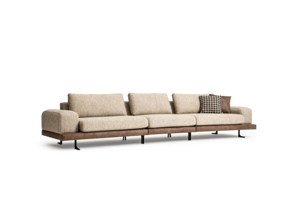 Beige five-seater upholstered sofas sofa textile couch seating furniture living room