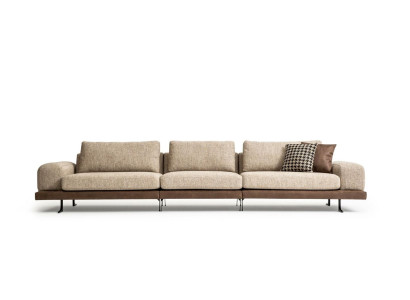 Beige five-seater upholstered sofas sofa textile couch seating furniture living room