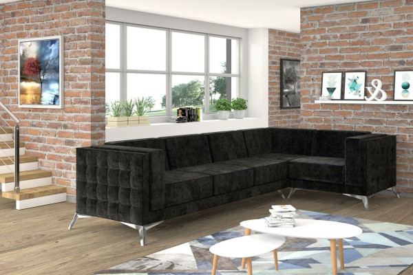 Chesterfield Corner sofa L-shape Fabric Design Couch Upholstery Seat Textile Sofa Corner new