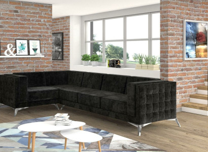 Chesterfield Corner sofa L-shape Fabric Design Couch Upholstery Seat Textile Sofa Corner new