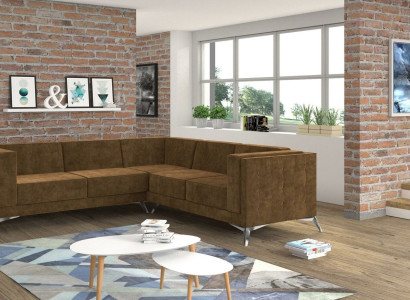 Design Corner sofa Sofa L-shape Couch Upholstery Classic Couches Corner Sofas Brown new