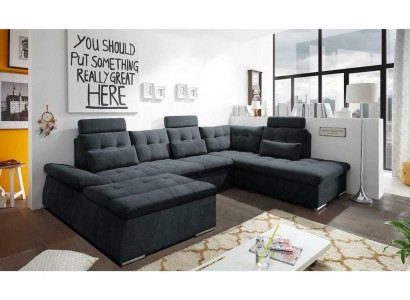 Corner sofa U-shape Sofa Living landscape Suite Upholstery Bed function Sofa bed
