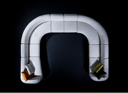 Sofa U-shape Luxury Living room Design Modern Textile Living landscape Couch