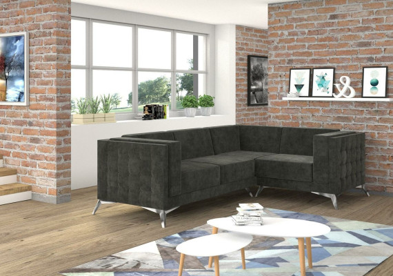 Chesterfield Corner sofa L-shape Fabric Couch Design Upholstery Seat Textile Sofa Corner new