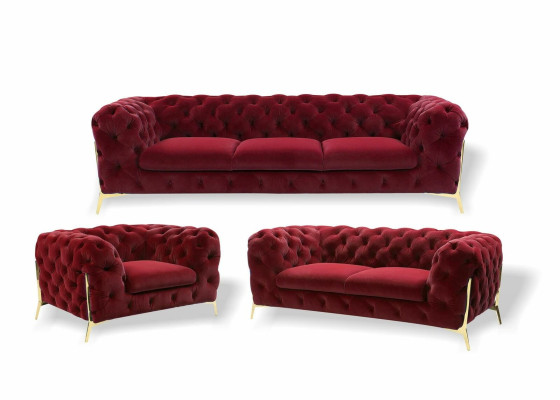 Luxury Furniture Sofa Suite Couch Sofa Upholstery 3 2 1 Seater Chesterfield Wood 3pcs