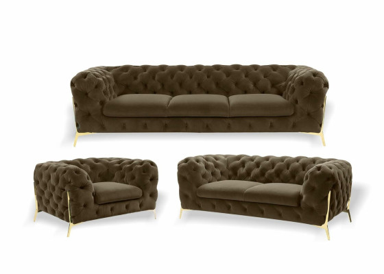 Luxury Furniture Sofa Suite Couch Sofa Upholstery 3 2 1 Seater Chesterfield Wood 3pcs