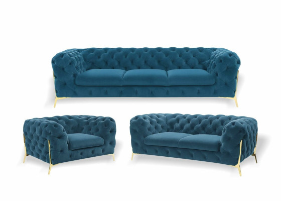 Luxury Furniture Sofa Suite Couch Sofa Upholstery 3 2 1 Seater Chesterfield Wood 3pcs