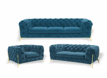 Luxury Furniture Sofa Suite Couch Sofa Upholstery 3 2 1 Seater Chesterfield Wood 3pcs