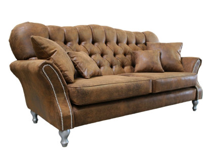 Vintage Chesterfield Sofa set Couch Upholstery Sofa Leather 3+1 Seater Set