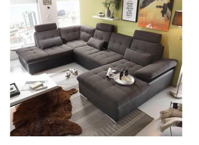 Corner sofa U-shape Sofa Living landscape Suite Bed function Design Upholstery