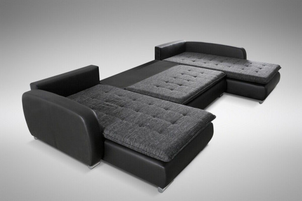 Design Corner sofa U-shape Bed function Couch Leather Textile Sofa new Living landscape