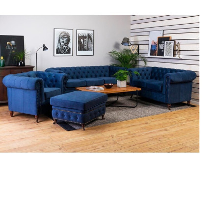 Sofa set 3+1 Seater Sofas Couch Upholstery Blue e Suite Classic Couches