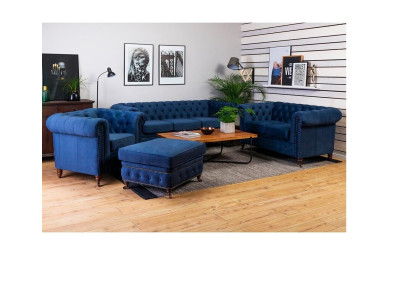 Sofa set 3+1 Seater Sofas Couch Upholstery Blue e Suite Classic Couches