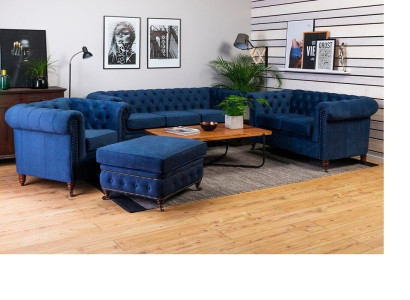 Sofa set 3+1 Seater Sofas Couch Upholstery Blue e Suite Classic Couches