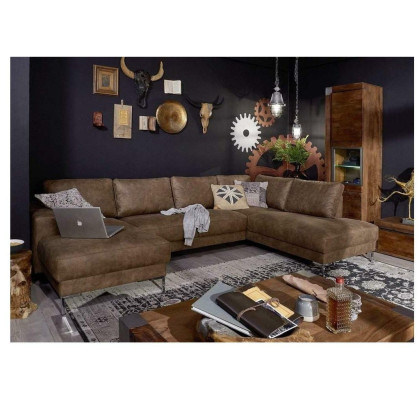 Corner Corner sofa U-shape Living landscape Sofa Couch Upholstery Suite Vintage