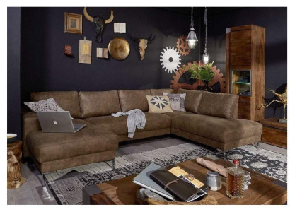 Corner Corner sofa U-shape Living landscape Sofa Couch Upholstery Suite Vintage