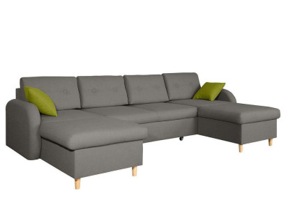 Design Corner sofa U-shape Bed function Couch Leather Textile Sofas Sofa bed
