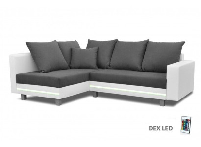 Design Corner sofa Sofa L-shape Bed function Couch Seat Corner Sofas Textile Upholstery LED
