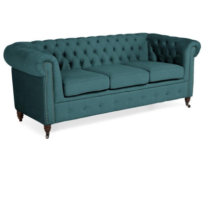 Classic Chesterfield Furniture Three Seater Couch Textile Sofa Elegant Design