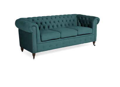 Classic Chesterfield Furniture Three Seater Couch Textile Sofa Elegant Design