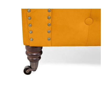 Classic Chesterfield Furniture Three-Seater Couch Textile Sofa Elegant Design Orange