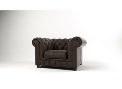Armchair TV Seat Club Lounge Textile Leather Elegant Design Chesterfield