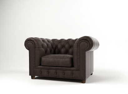 Armchair TV Seat Club Lounge Textile Leather Elegant Design Chesterfield
