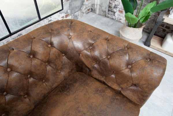 Chesterfield Textile Couch Upholstery 2 Seater Fabric Sofas Couches Brown Two-seater